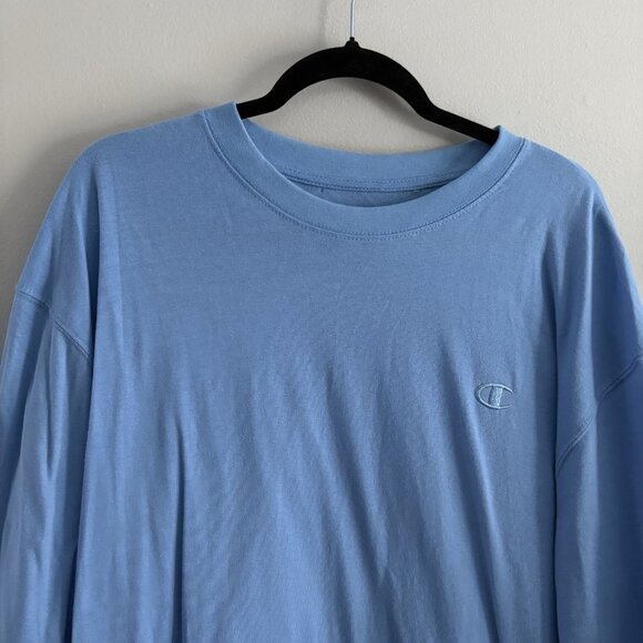Champion Men Sz Large TALL Sky Blue Short Sleeve Crewneck T-Shirt - Picture 2 of 7
